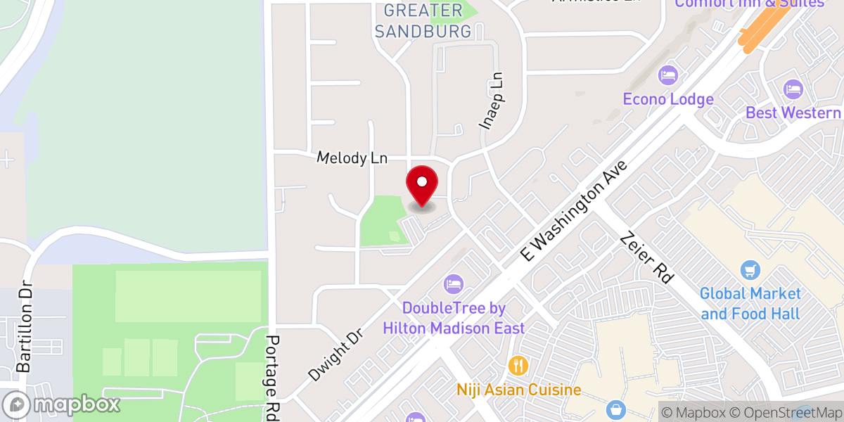 Map showing location of Eastside Evangelical Lutheran Church