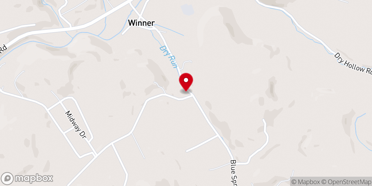 Map showing location of Caldwell Springs Baptist Church