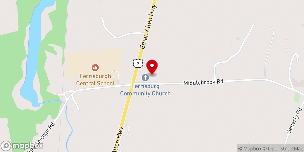 Map showing location of Ferrisburgh Community Church