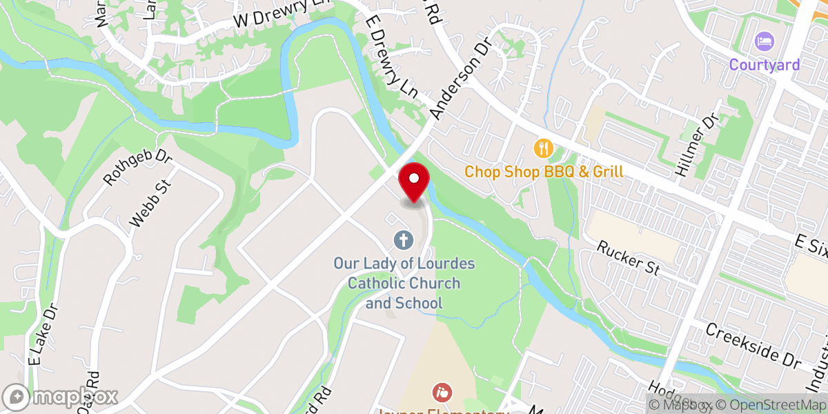 Map showing location of Our Lady of Lourdes Catholic Church