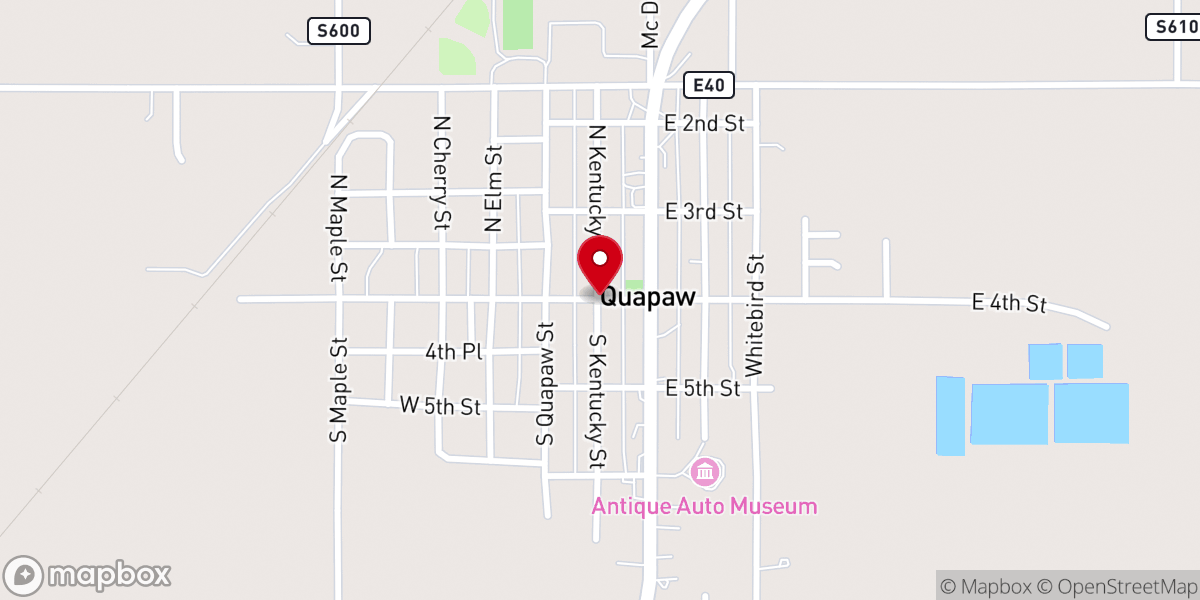 Map showing location of Quapaw United Methodist