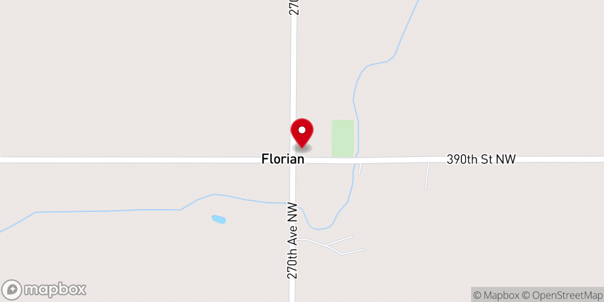 Map showing location of Assumption Catholic Church of Florian