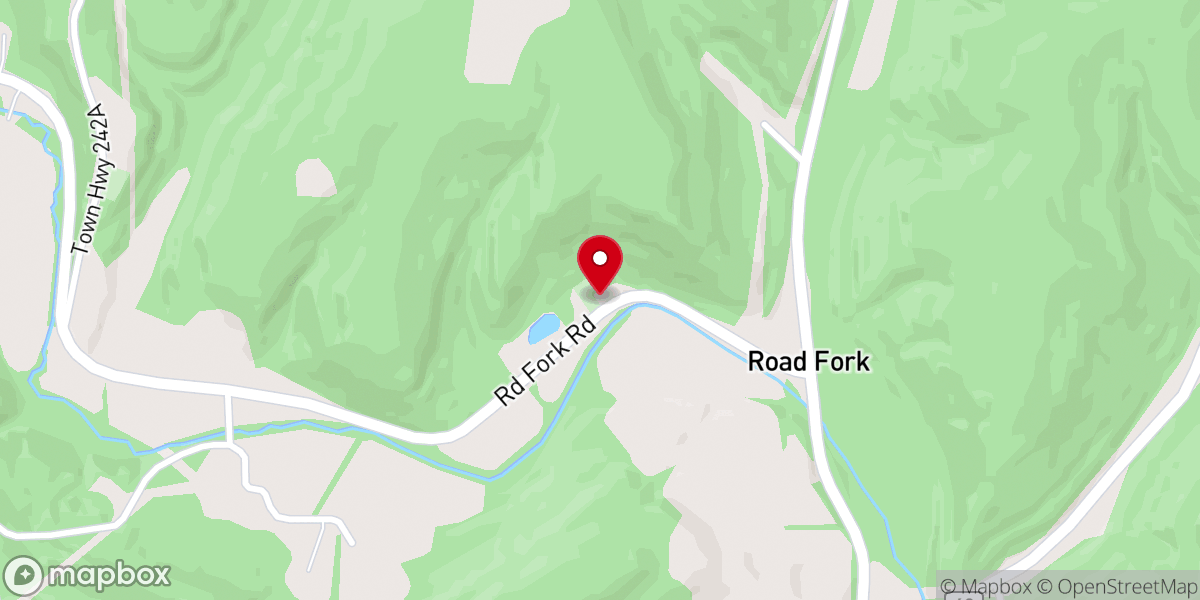 Map showing location of Road Fork Baptist Church