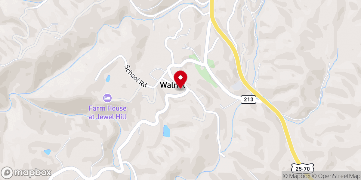 Map showing location of Walnut Presbyterian Church