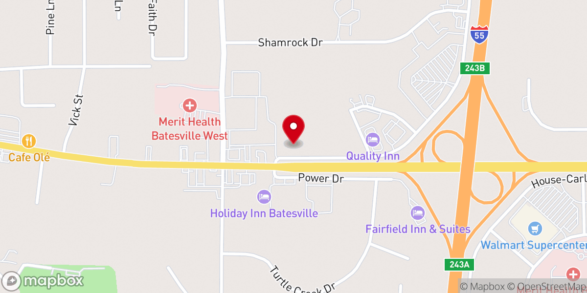 Map showing location of Hampton Inn Batesville