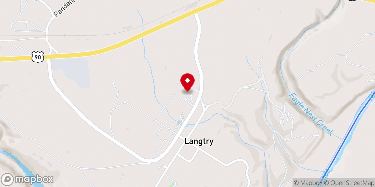 Map showing location of Langtry Church