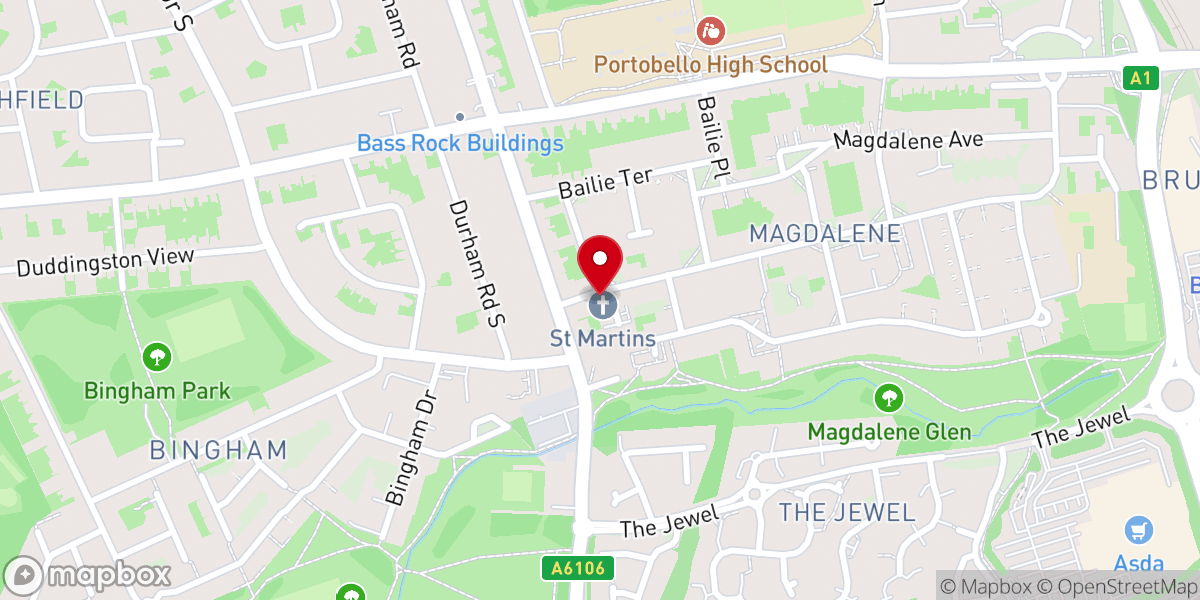 Map showing location of St Martins Parish Church