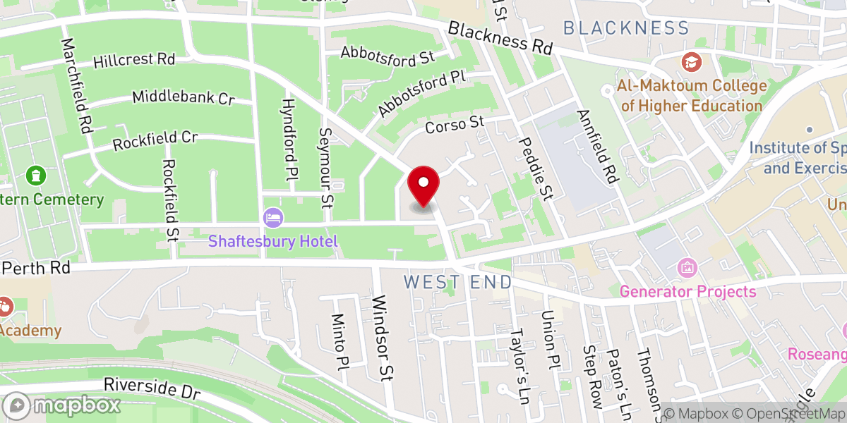 Map showing location of Dundee Westgait Church (Shaftesbury Terrace)