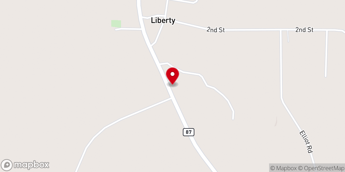 Map showing location of Liberty Chapel