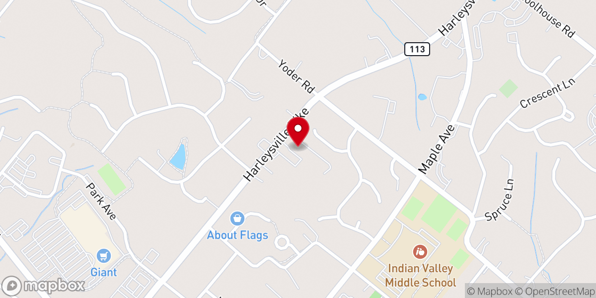 Map showing location of Harleysville Faith Bible Fellowship Church