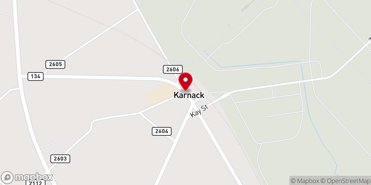 Map showing location of Karnack