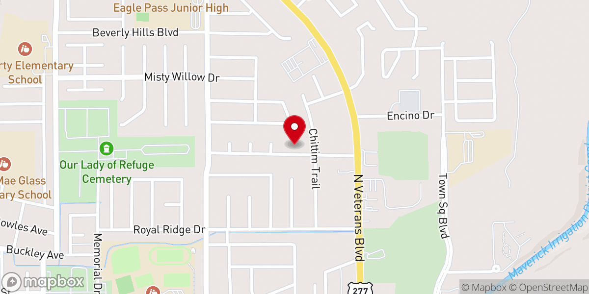 Map showing location of Iglesia en Eagle Pass, Tx, USA