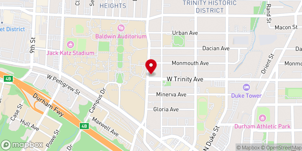 Map showing location of Duke Catholic Center - Falcone-Arena House (FAH)