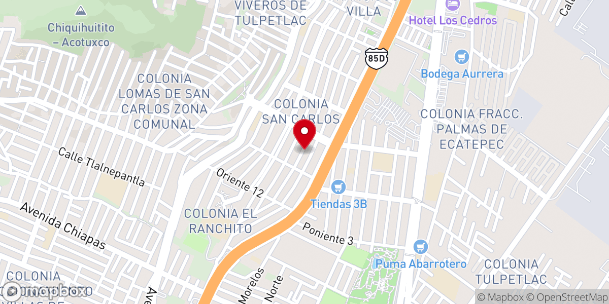 Map showing location of Vida Nueva Para el Mundo Ecatepec