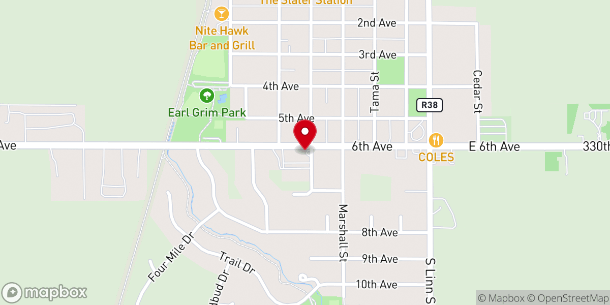 Map showing location of Slater Baptist Church