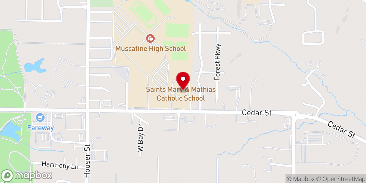Map showing location of Saints Mary & Mathias Faith Formation