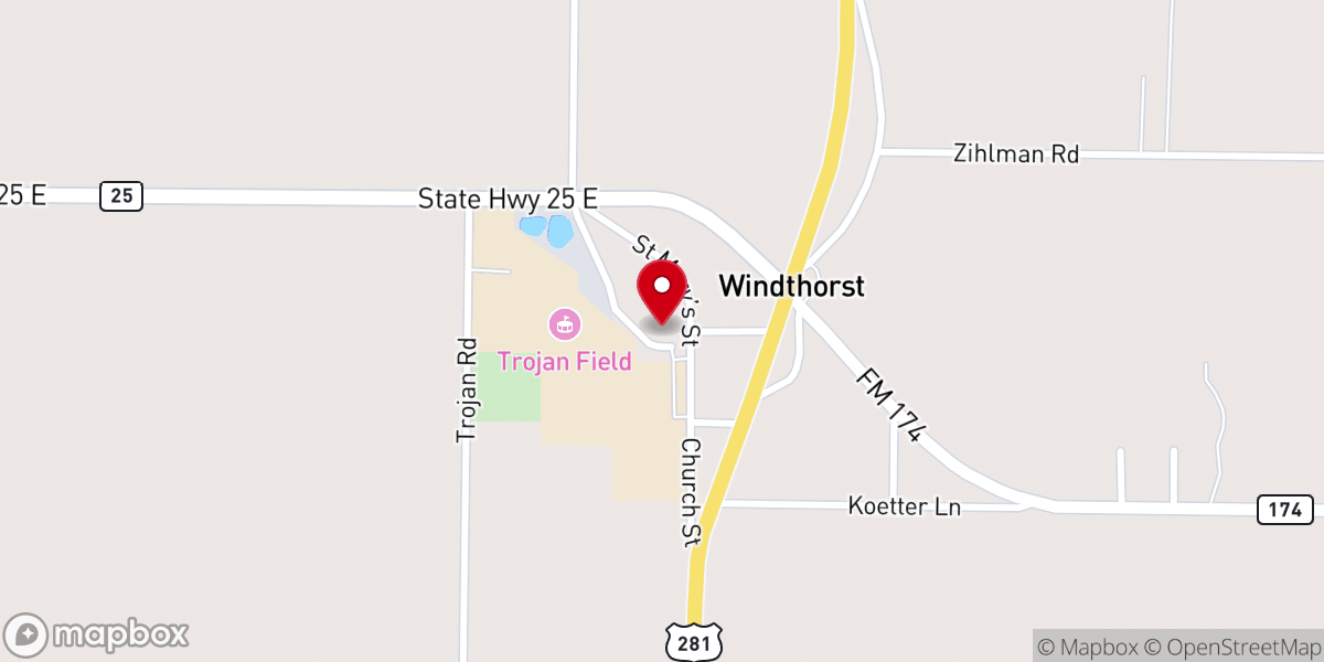 Map showing location of St Marys Catholic Church