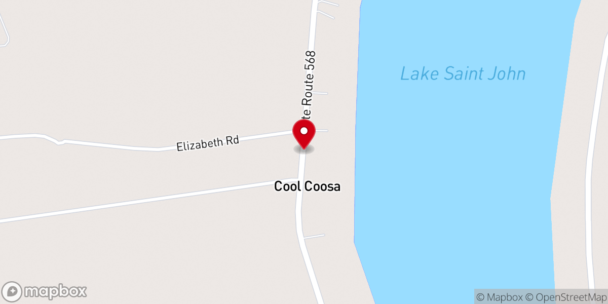 Map showing location of Lake St John Baptist Church
