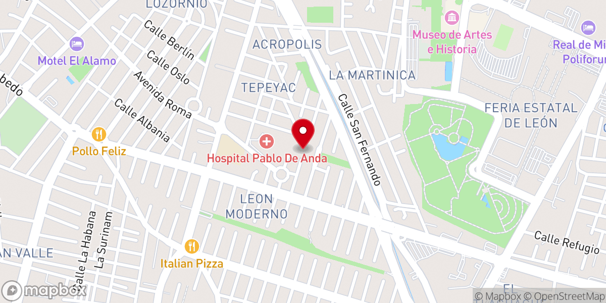 Map showing location of Parroquia de San Pío X