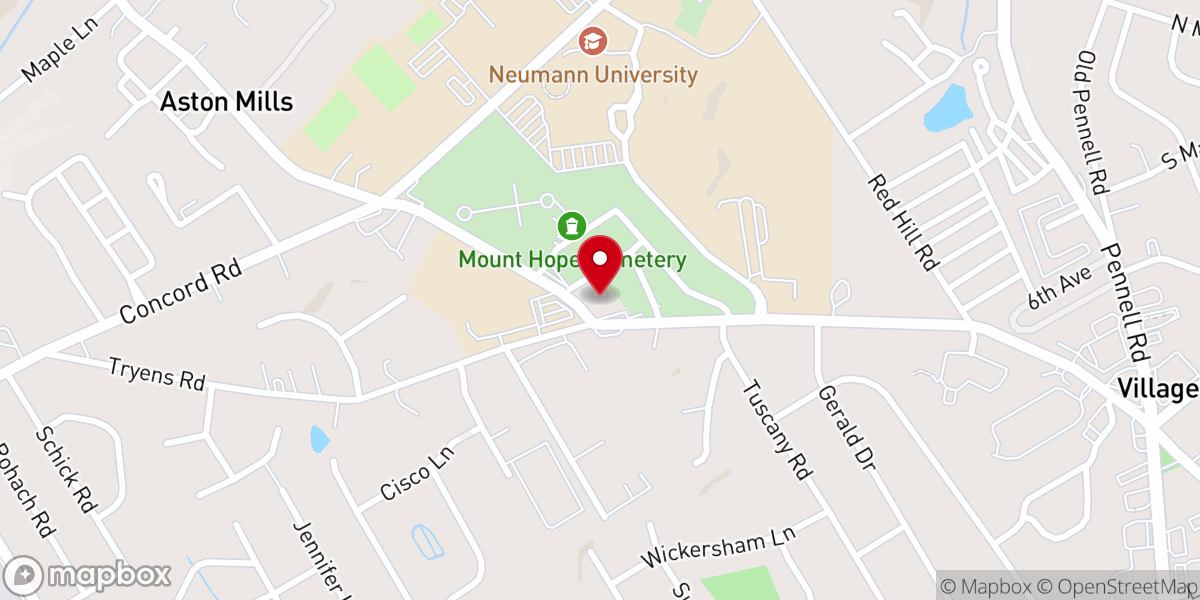 Map showing location of Mount Hope United Methodist Church