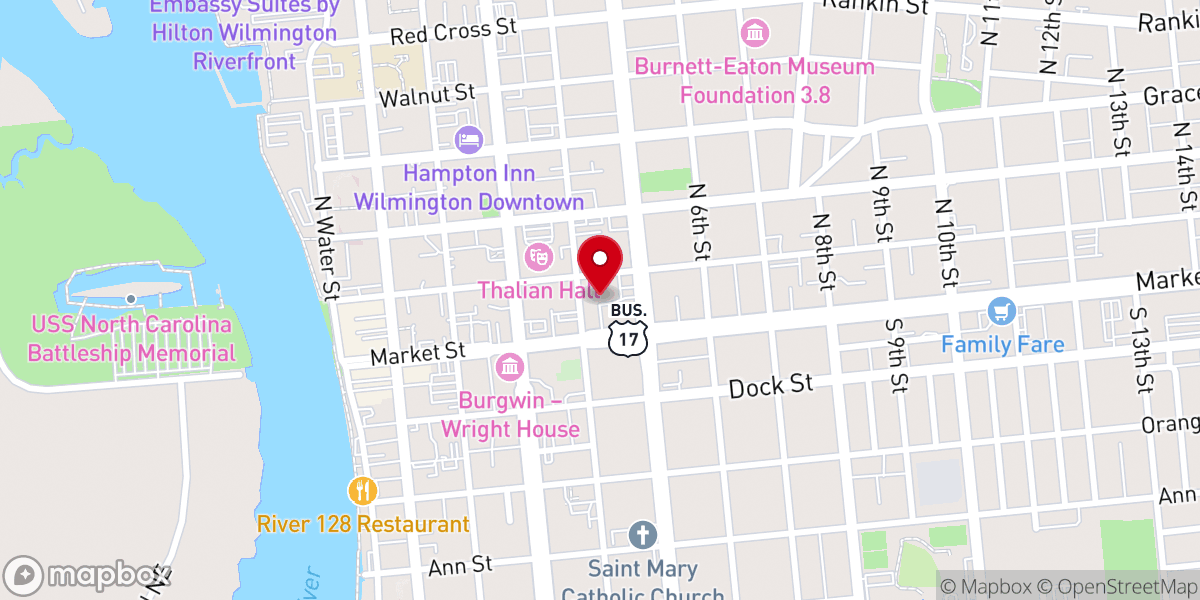 Map showing location of Catholic Charities - Cape Fear Region