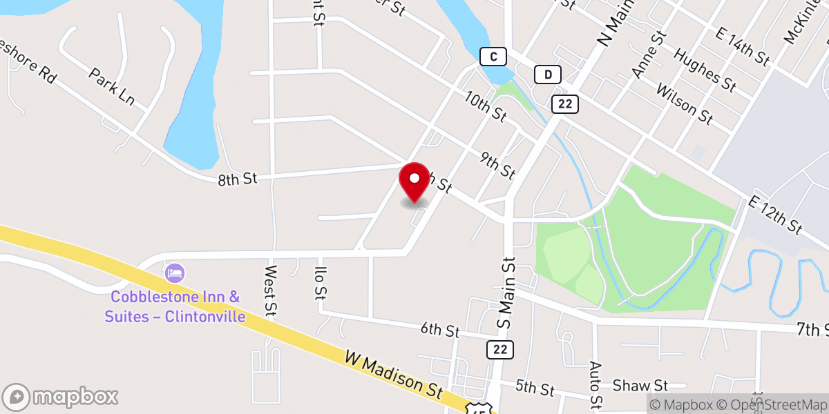 Map showing location of St. Martin Lutheran Church