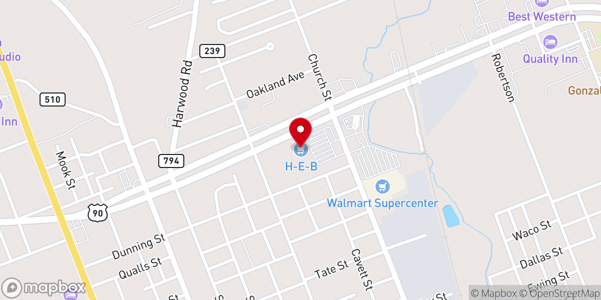 Map showing location of H-E-B