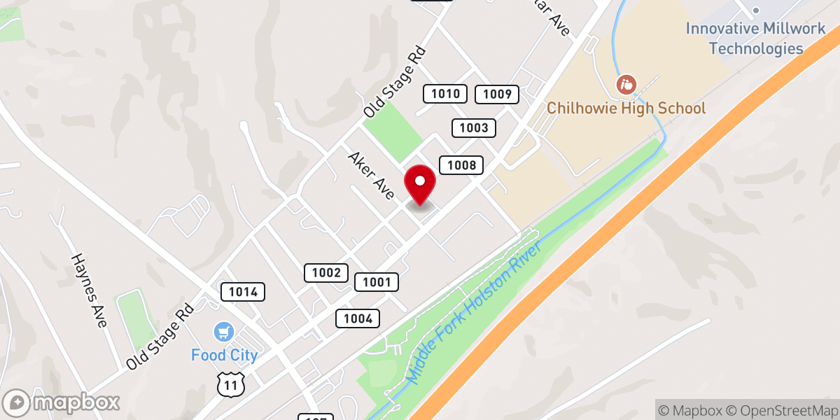 Map showing location of Chilhowie Baptist Church