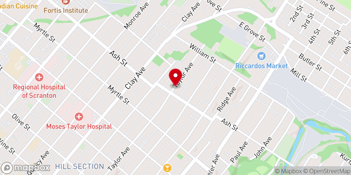 Map showing location of St. Peter's Ev. Lutheran Church