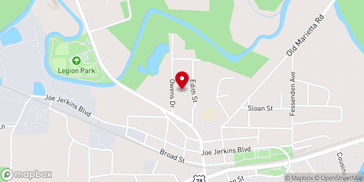 Map showing location of Austell Christian Church