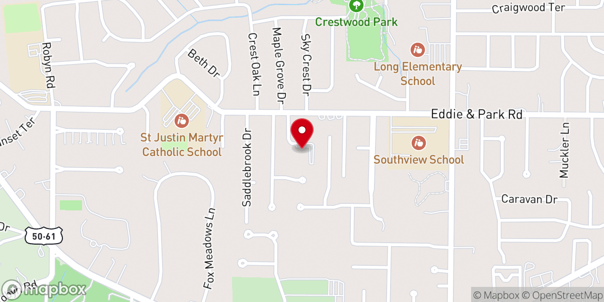 Map showing location of Crestwood Christian Church
