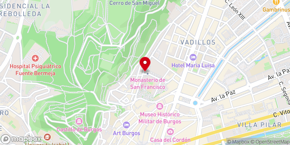 Map showing location of Convento de San Francisco (ruinas)