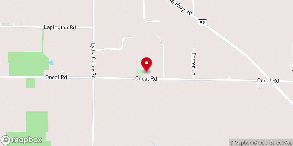 Map showing location of O'Neal Church of Christ