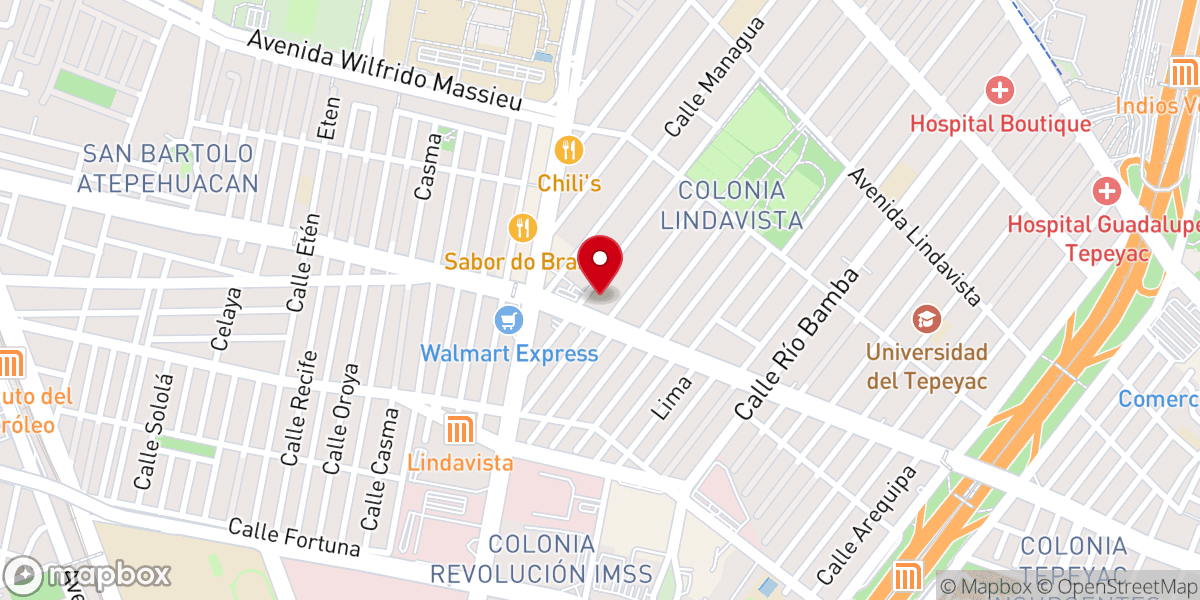 Map showing location of Parroquia de San Cayetano en Lindavista