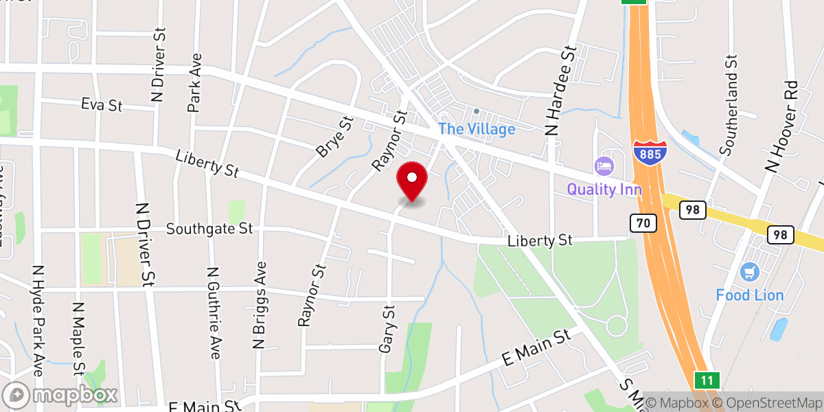 Map showing location of Grace Ministries of Durham North Carolina