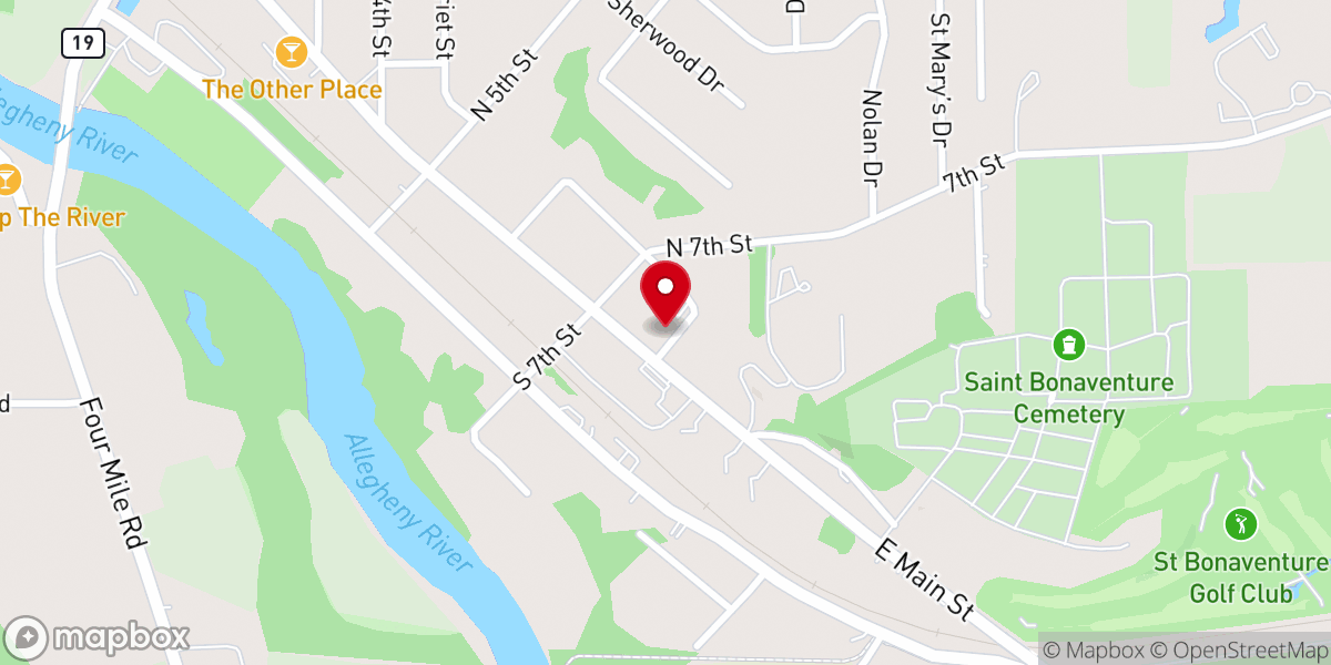 Map showing location of Saint Bonaventure Roman Catholic Church