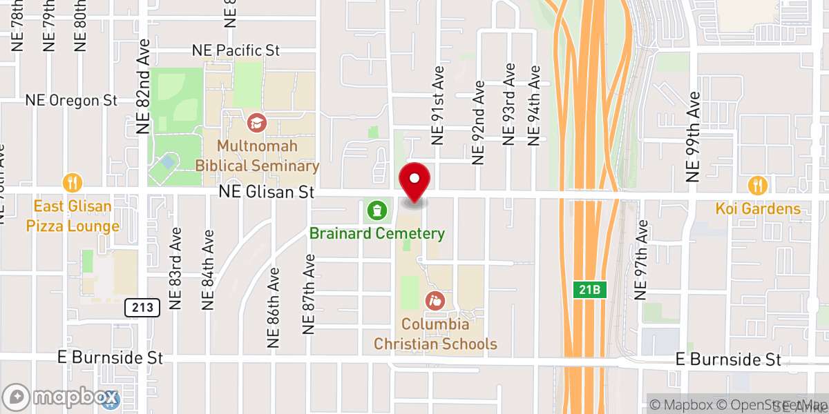 Map showing location of Eastside Church of Christ