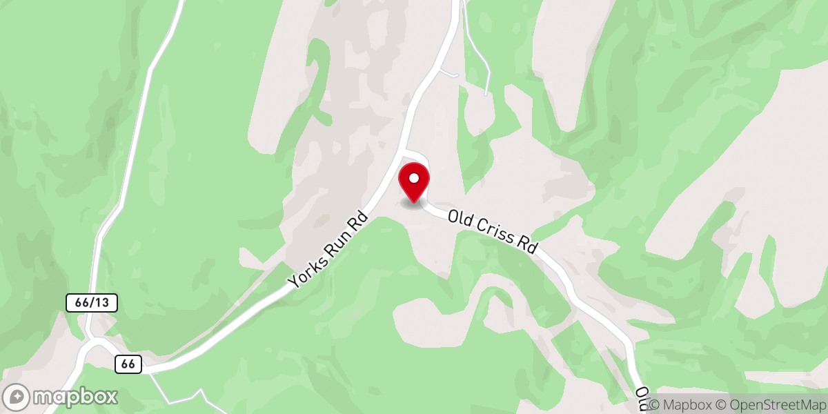 Map showing location of York Run Church