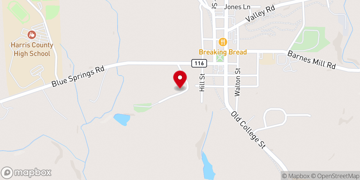 Map showing location of Friendship Baptist Church of Hamilton Georgia Inc