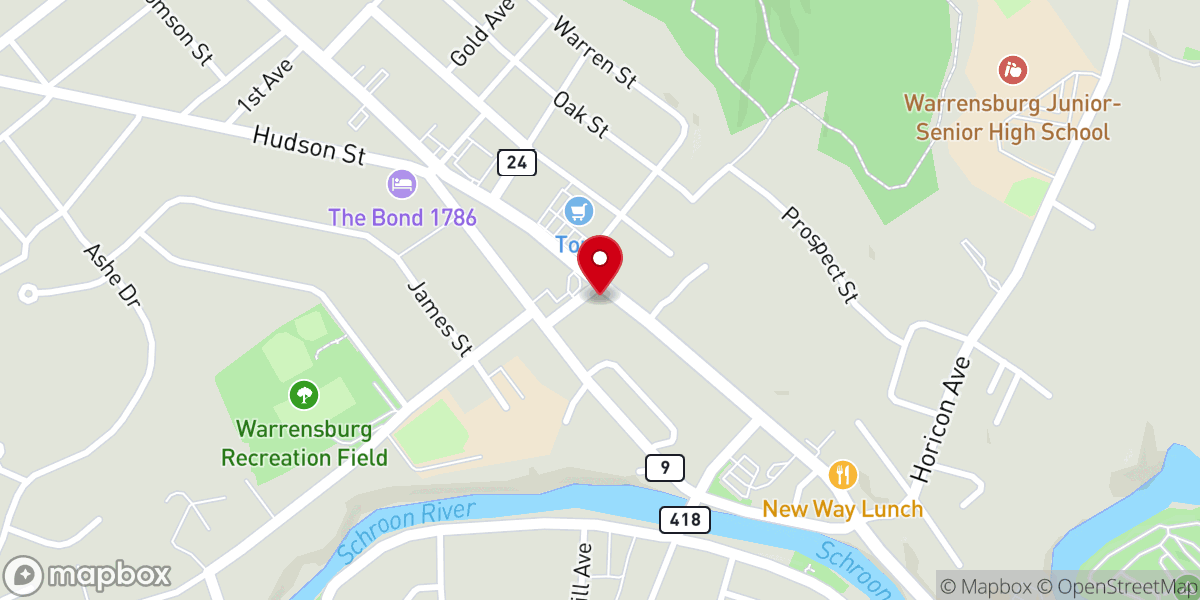 Map showing location of First Presbyterian Church - Food Distribution Center