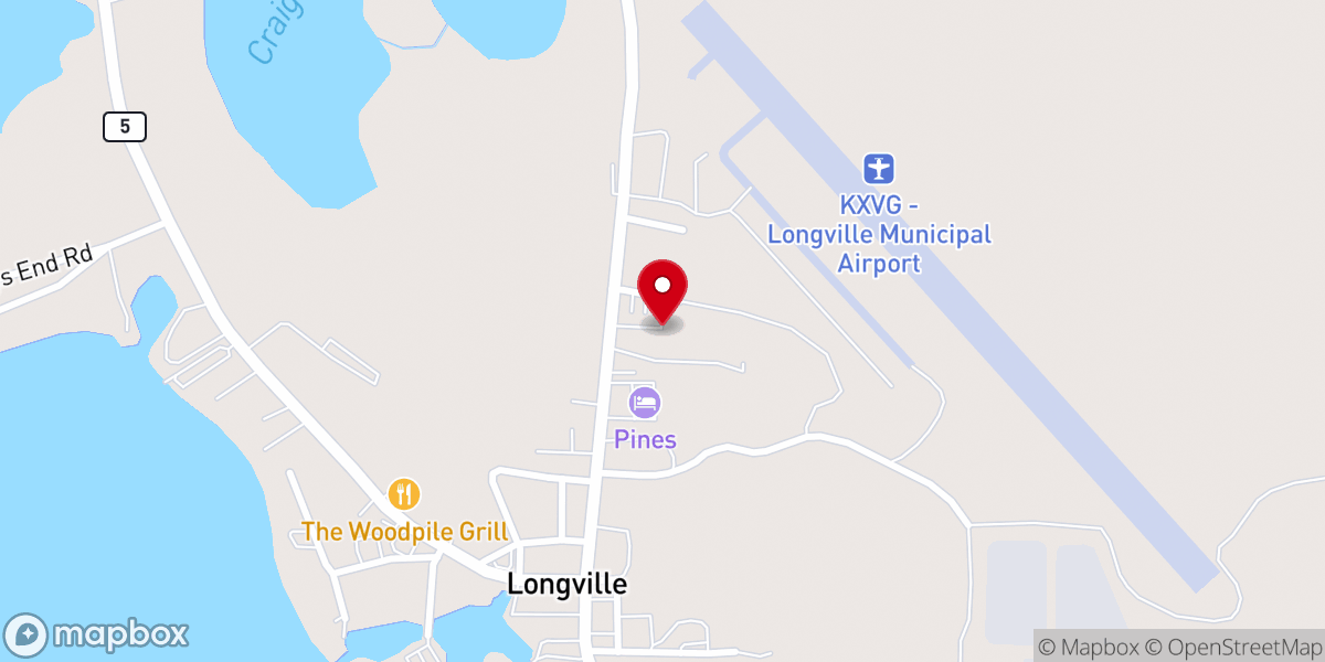 Map showing location of Longville Bible Chapel