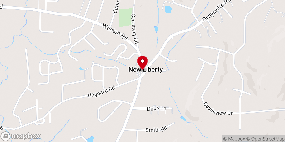 Map showing location of New Liberty Baptist Church