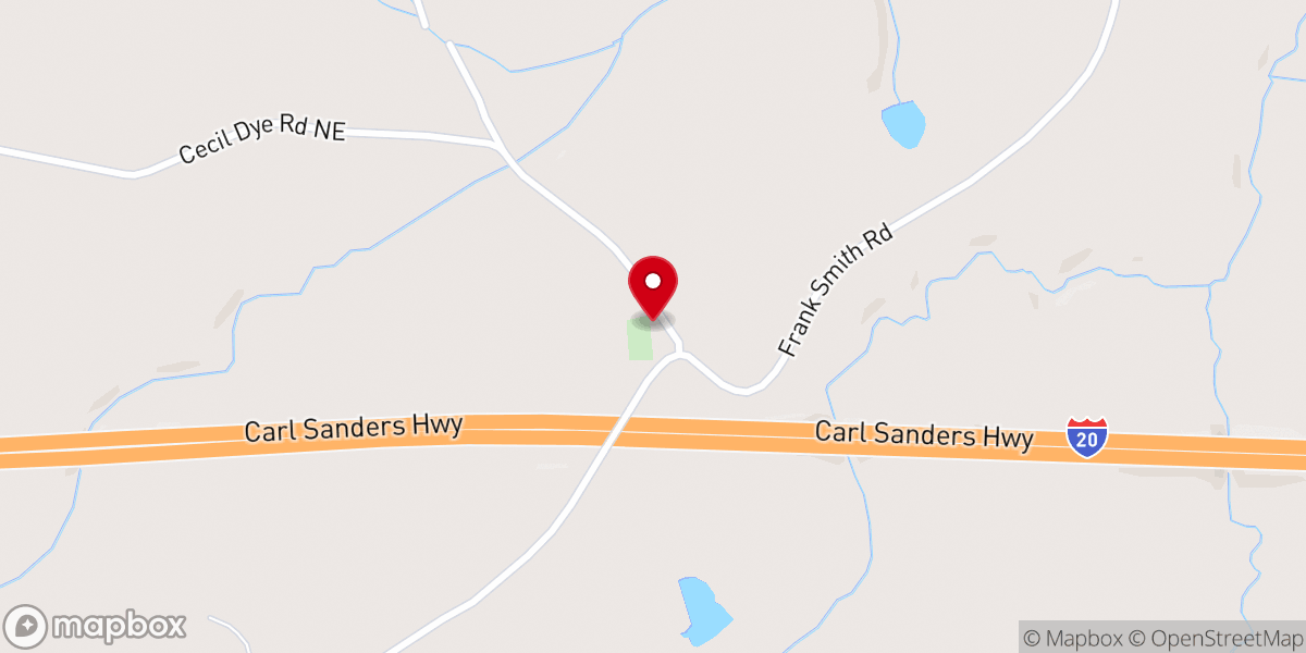 Map showing location of Williams Creek Baptist Church