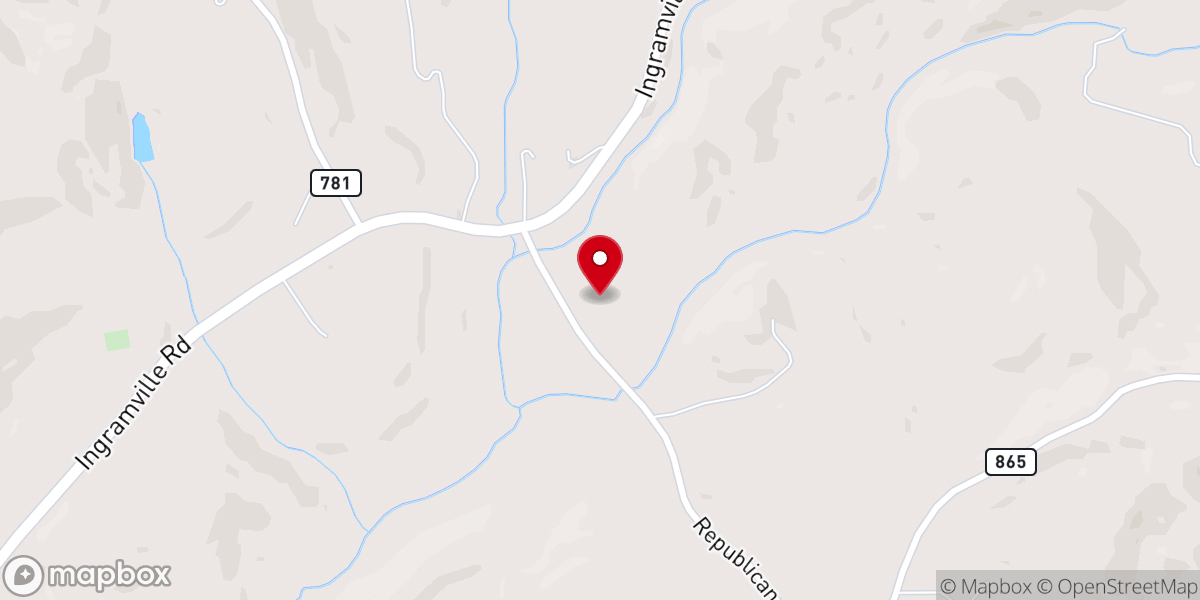 Map showing location of Rockfield Church