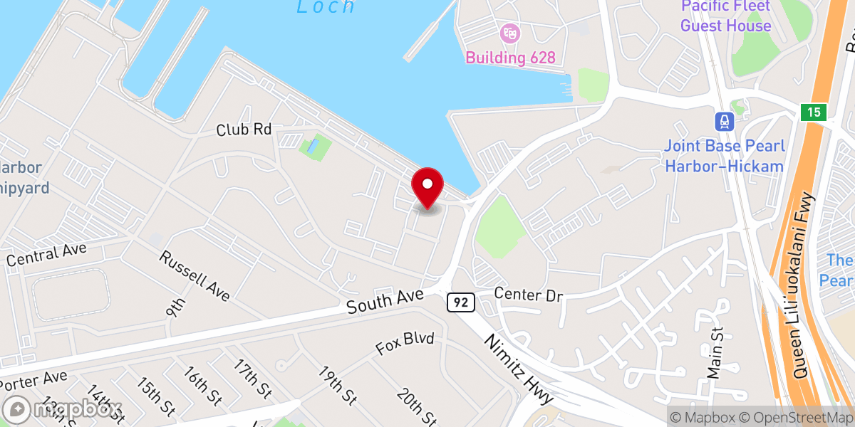 Map showing location of Pearl Harbor Memorial Chapel