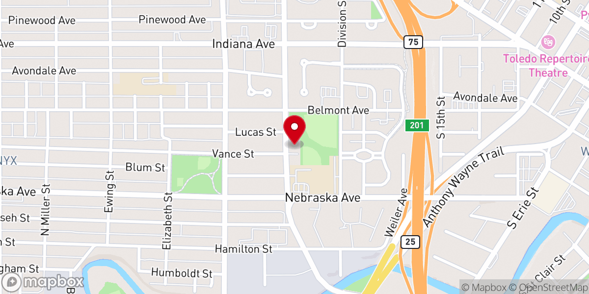 Map showing location of Calvary Baptist Church