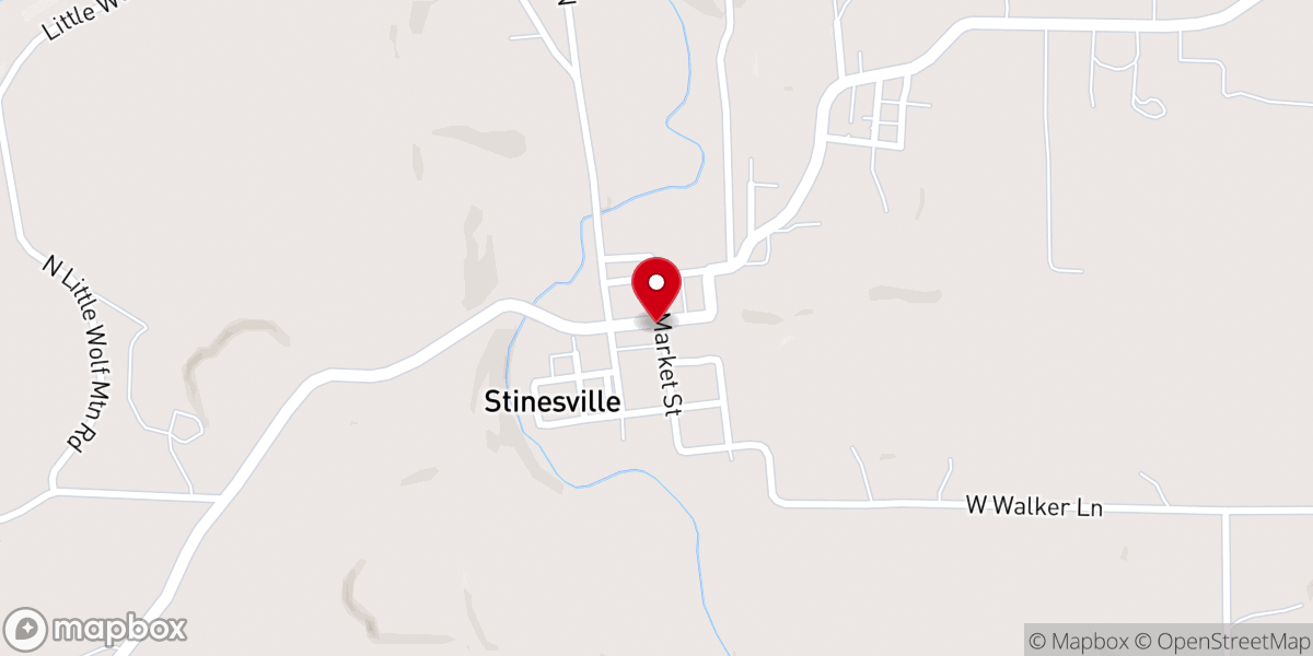 Map showing location of Stinesville Pentecostal Church
