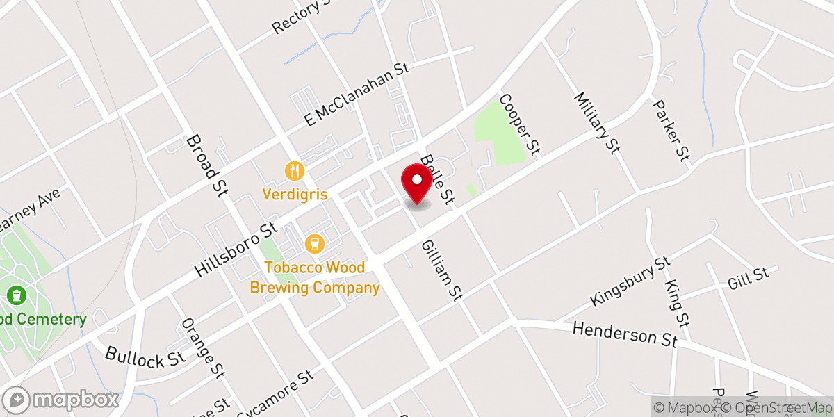 Map showing location of Oxford Presbyterian Church