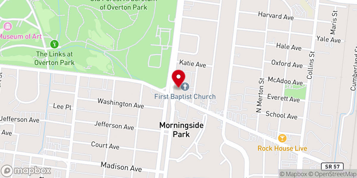 Map showing location of Buntyn Street Baptist Church