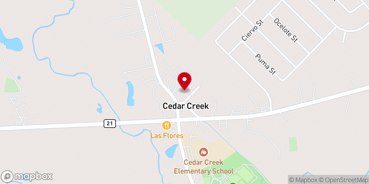 Map showing location of Cedar Creek United Methodist Church